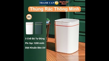 Thùng Rác Cảm Ứng Thông Minh Loại Sạc Pin Dung Tích 20L Có Đèn UV Khử Khuẩn, Tự Động Đóng Mở Nắp