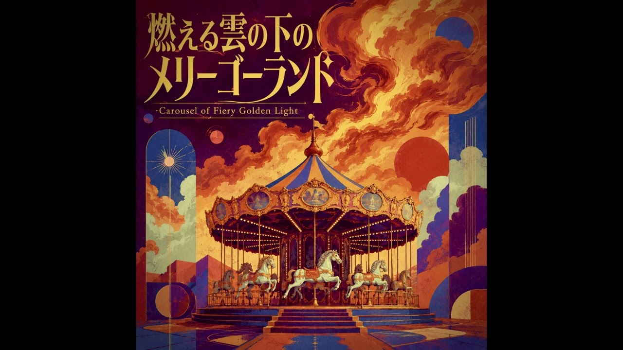 燃える雲の下のメリーゴーランド - Carousel of Fiery Golden Light