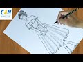 How to draw Beautiful Girl with Party Dress | Pencil Drawing | Parti Elbiseli Kız nasıl çizilir