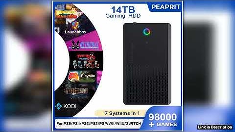 PEAPRIT 14TB Gaming HDD with Hyperspin Launchbox Retrobat Playnite Coinops 98K Retro Video Games