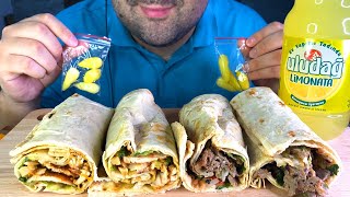 ASMR BEST TURKISH SHAWARMA | DÜRÜM MUKBANG | DRINKING LEMONADE (EATING SOUNDS)