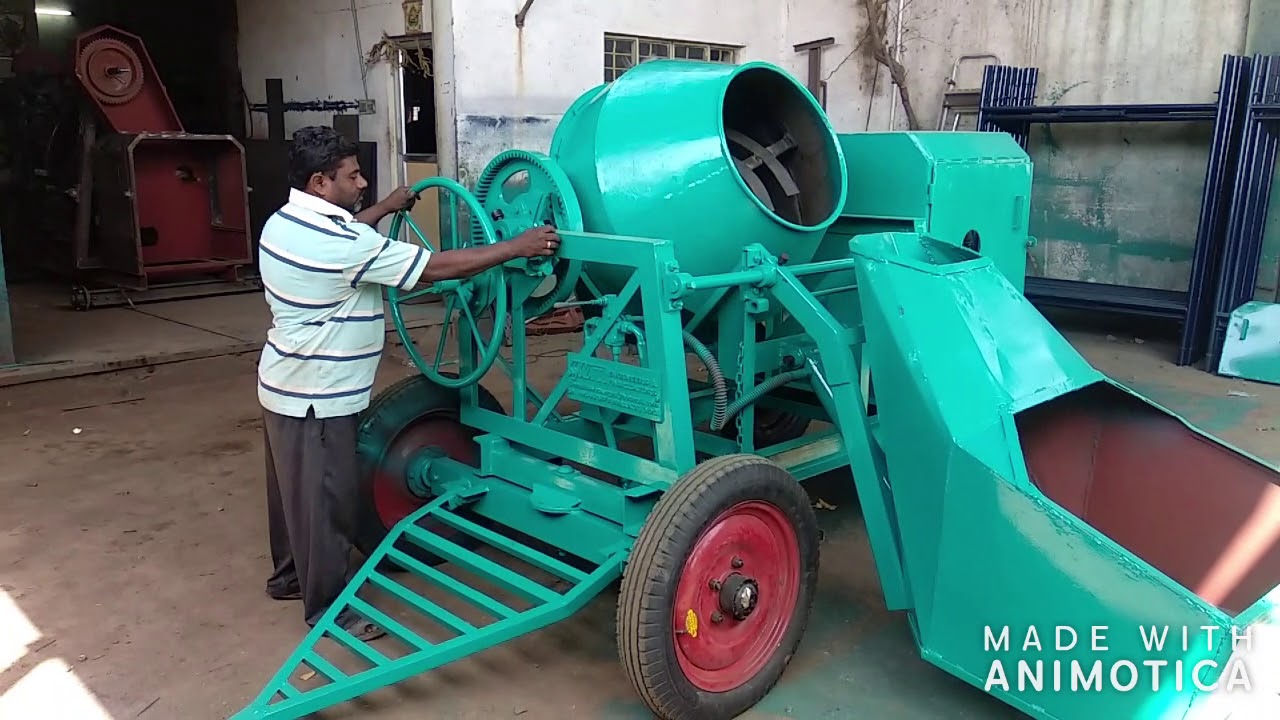 Concrete Mixer With Hydraulic Hopper - YouTube