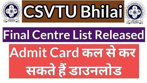 💥CSVTU|December Exam|Final Centre List Released|Admit Card कल से कर सकते हैं डाउनलोड
