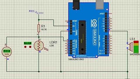 Light sensor and sound using Arduino simulated in Proteus