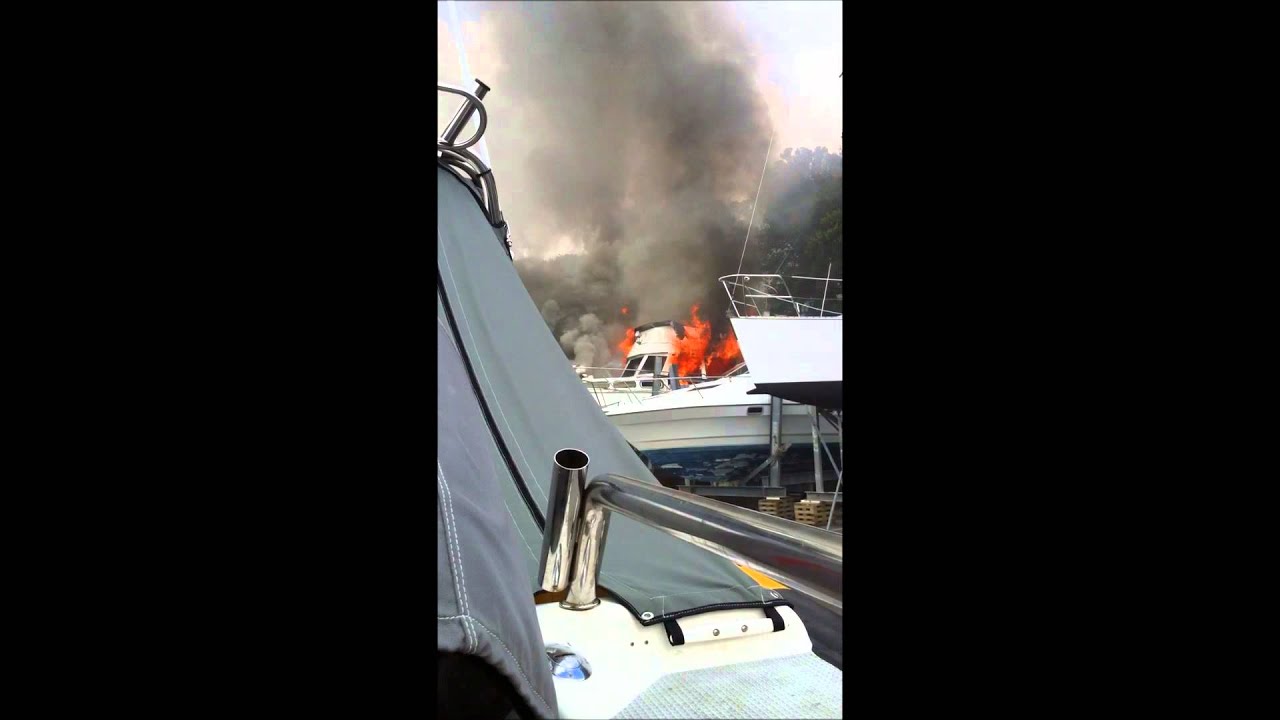 Fire on the landing at Okahu Bay