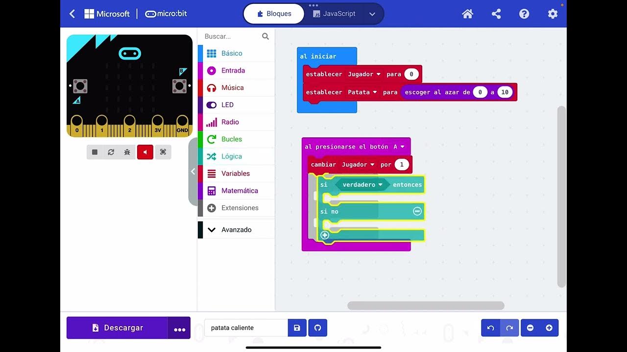 Juego patata caliente microbit YouTube