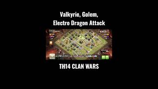 Clan Wars TH14 Valkyrie, Golem, Electro Dragon Attack Strategy Clash of Clans #shorts