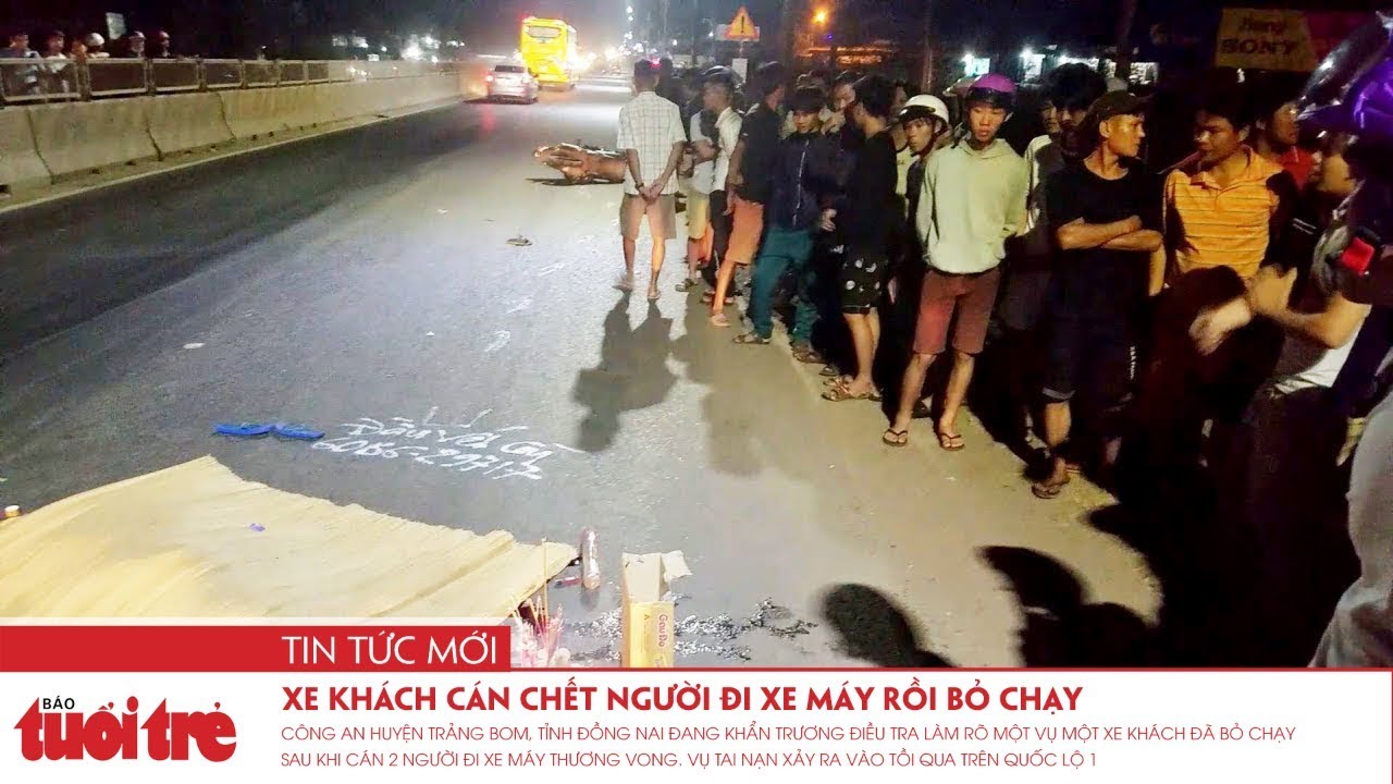 Xe khách cán chết người đi xe máy rồi bỏ chạy - YouTube