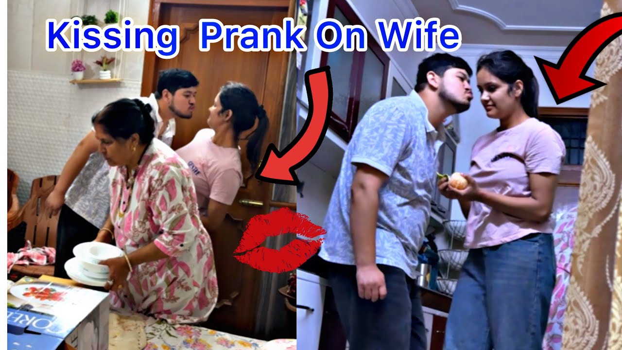 Kissing prank on Wife in front of family Il epic reaction of wife Il prank @NikkRichaVlogs 
