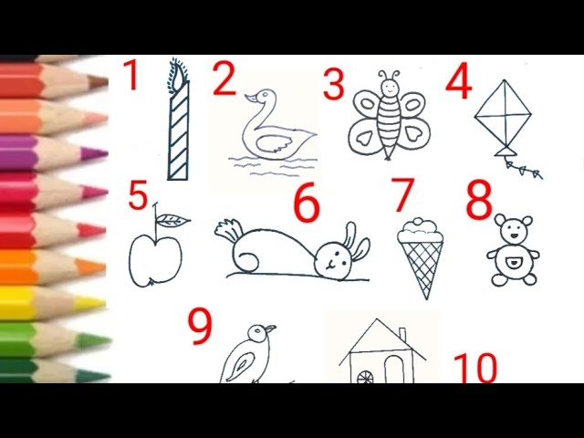 Drawing and Coloring 1 10 Numbers | Math Problems For Kids | Youtube  Link:https://www.youtube.com/watch?v=ZxznmDzC_iM In this video, we will  show you how to draw and colour 1 to 10 numbers. We also