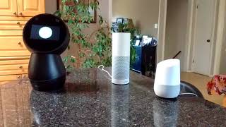 Asking Jibo, Alexa, and Google Home, 'What is the news?'