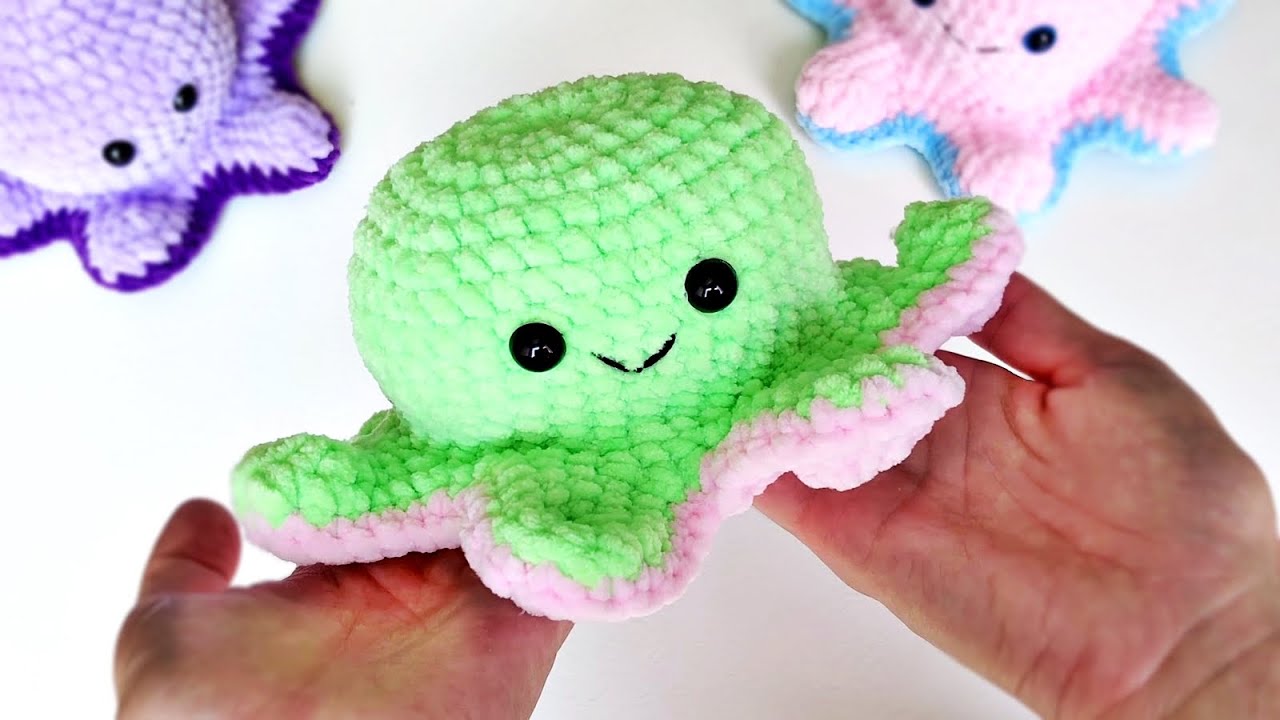 Crochet Octopus Double Sided / Double face octopus crochet / Reversible Plush octopus