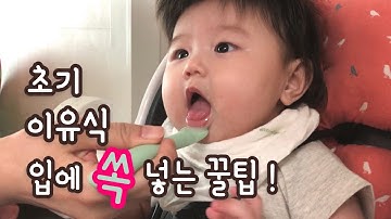 이유식 잘 먹이는 꿀팁! 초기 이유식 : 입에 쏙 들어가게 먹이기