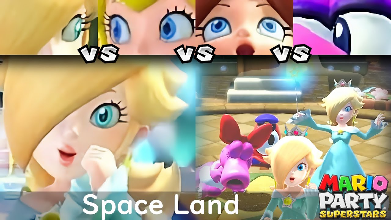 Mario Party Superstars Rosalina Vs Peach Vs Daisy Vs Birdo In Space Land Master Youtube