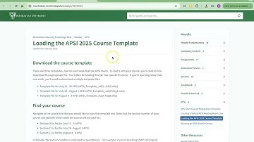 MOODLE APSI 2025 Video 1 Intro and Template