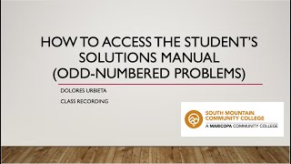 MyLab Math Student's Solutions Manual