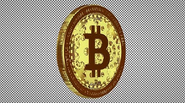 Gold Bitcoin Mechanism in Full Rotation, Alpha Channel, Looped