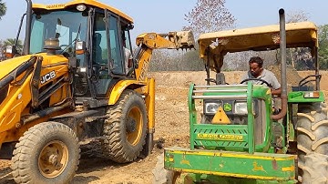 New JCB 3dx Backhoe Machine Making Pond With Johndeere And Swaraj Tractors | Jcb Tractor Cartoon