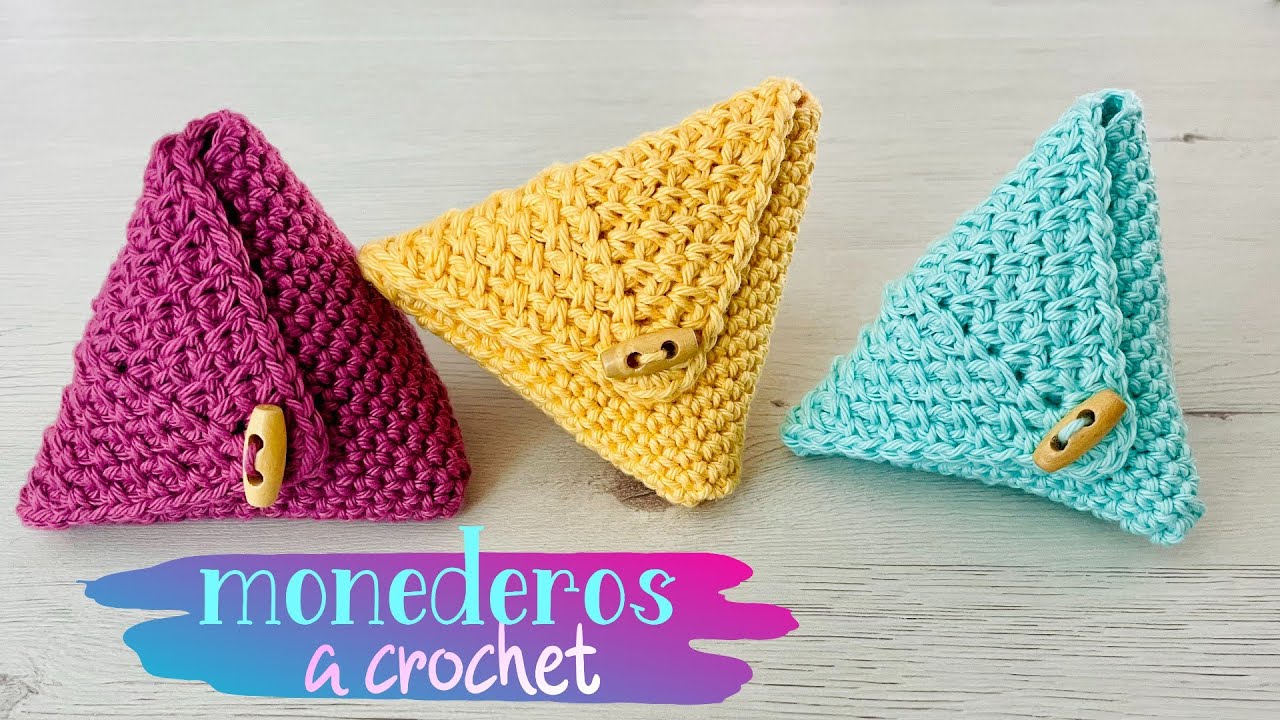 A CROCHET / COMO TEJER MONEDERO DE PIRAMIDE a CROCHET FÁCIL PASO - YouTube