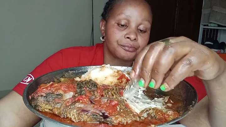 Asmr mukbang  spicy tilapia fish pepper soup with cassava fufu