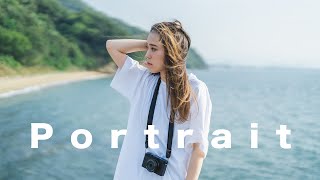 【X-E4とα7sⅢ】street photography 激しい逆光と風の中で海ポートレート/カメラ女子/XF27mm f2.8/FE 50mm F1.2 GM