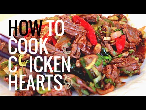 Chicken Hearts with Onions and Peppers