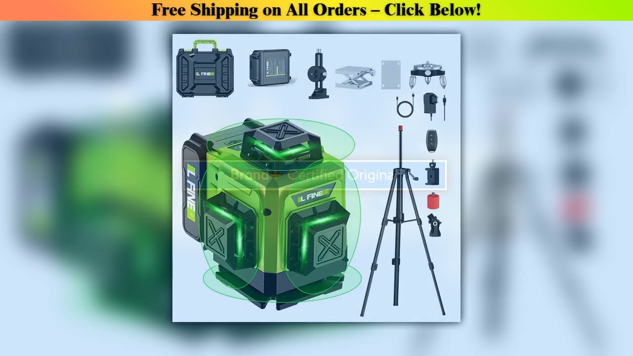 LFINE 16 Lines Laser Level with Tripod and Suitcase Automatic Self-Leveling Laser
