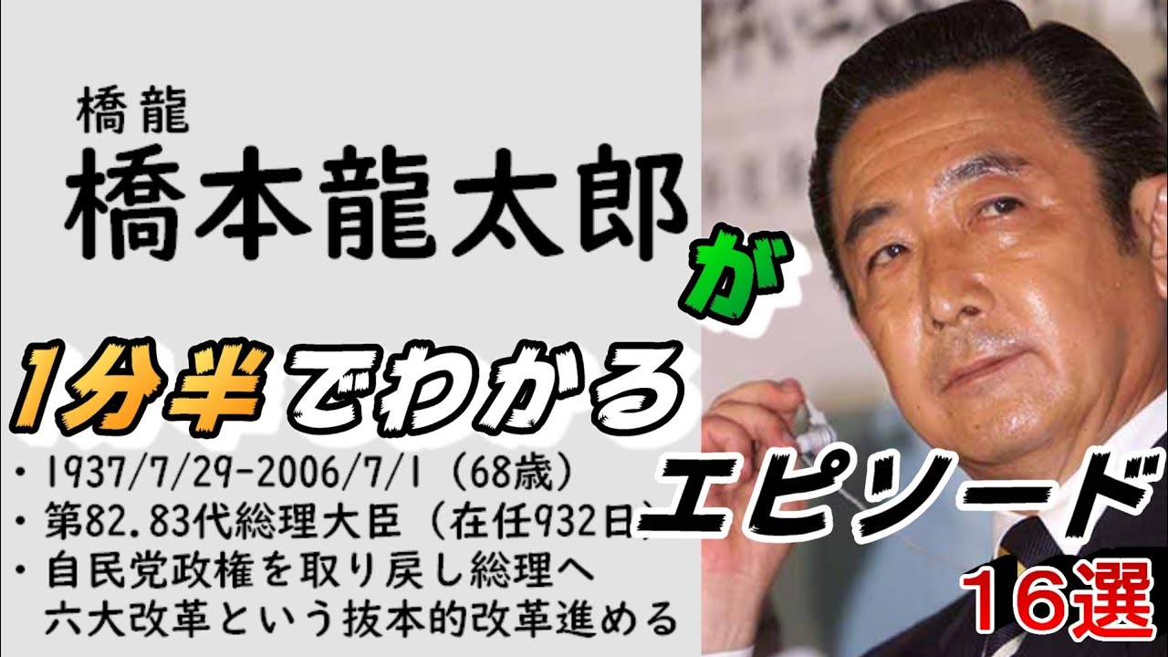 【1分半でわかる】橋本龍太郎のエピソード【内閣総理大臣】ーRyutaro Hashimoto episodeー YouTube