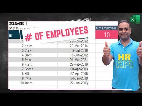Calculating Number of Employees easily using formulas in Excel - HR KPIs - HR Metrics