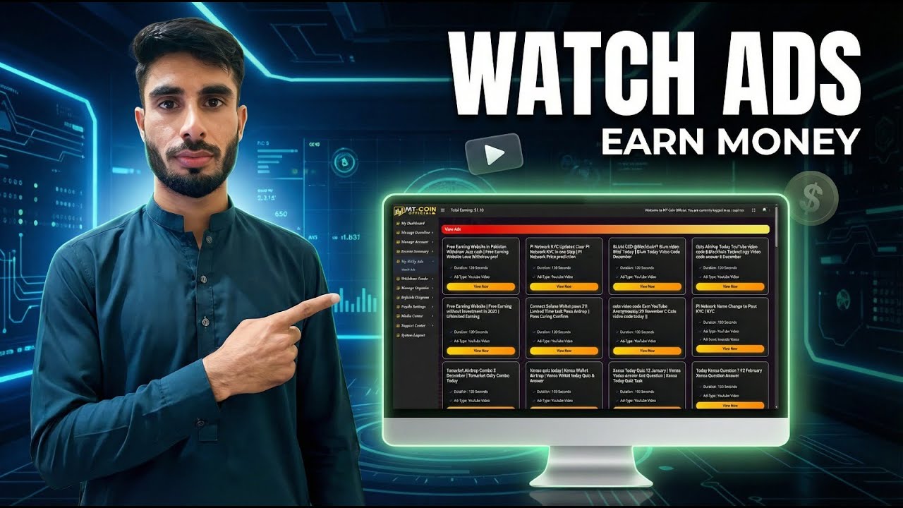 How to Earn Money by Watching Ads on MTCoin Official | Step-by-Step Guide