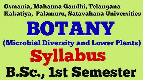 Botany | Microbial Diversity and Lower Plants | Syllabus | B.Sc., 1st Semester | UG | Degree