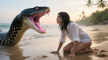 A Girl Alone Surviving In The Forest | The Storm at Sea and the Giant Golden Python