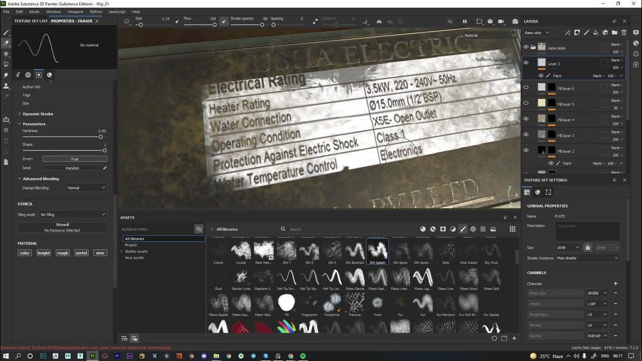 SUBSTANCE PAINTER Texturing detailing using stencils in substance