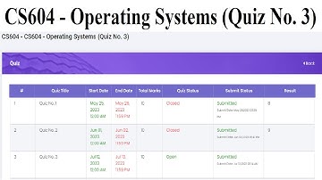 CS604 - Operating Systems (Quiz No. 3)