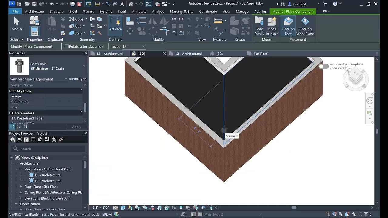 Placing A Roof Drain Tile in Revit