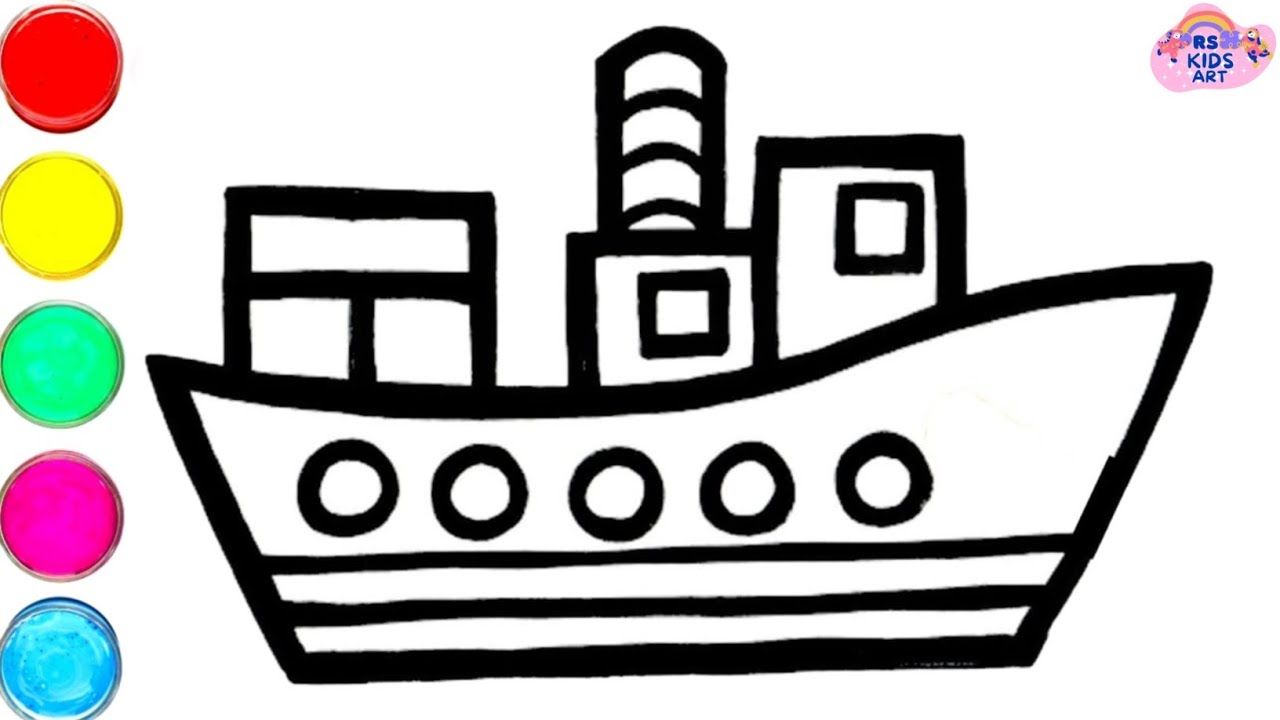 Premium Vector | Cute hand drawing by kid about ship in sea