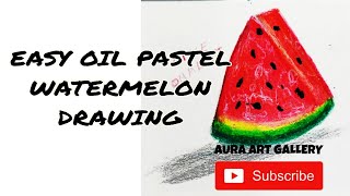 Easy Watermelon Painting Tutorial: Oil Pastel for Beginners | step by step