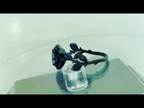 Tanzanite Flower Engagement Ring, Rose Floral Ring, Unique 1.01 Carat 14K Black Gold Handmade