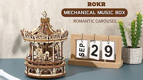 Romantic Carousel Mechanical Music Box 3D Wooden Puzzle