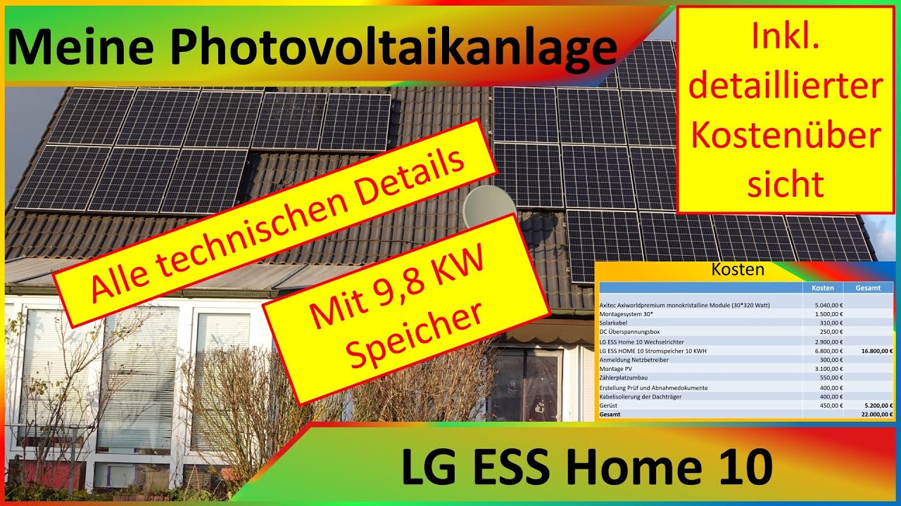  New Meine Photovoltaik Anlage mit Speicher - LG ESS Home 10 mit 9,6 KWp Modulen und 9,8 KWh LG Speicher