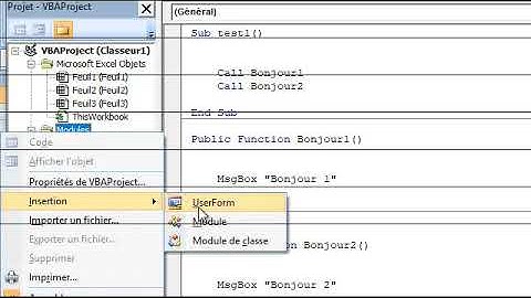 Initiation en VBA  Appel de fonctions publiques et privées