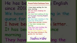 Present Perfect Continuous Tense I English Speaking Practice I Daily Use sentences I YouTube Shorts
