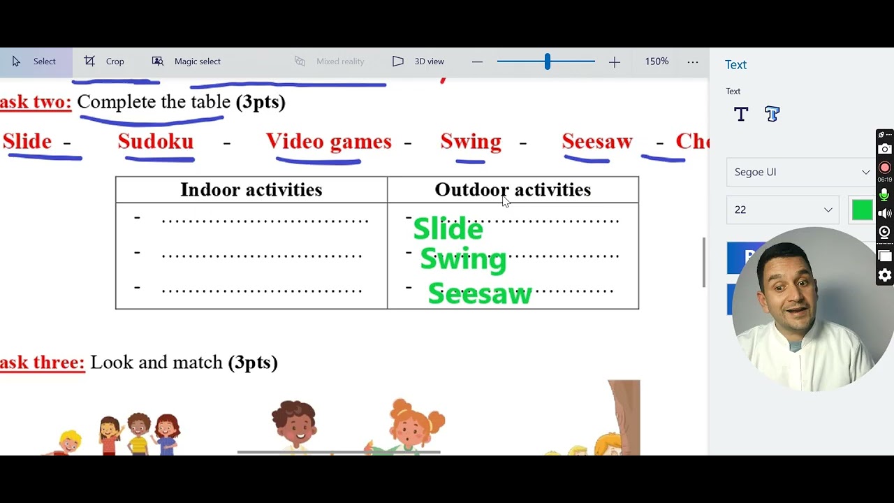 إختبار الفصل الثاني في الإنجليزية 4 إبتدائي