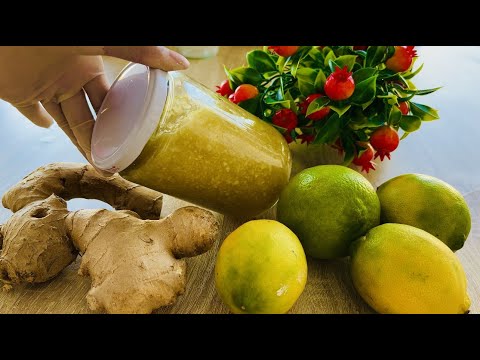 Lemon and ginger in a jar with honey for strong immunity and against colds.