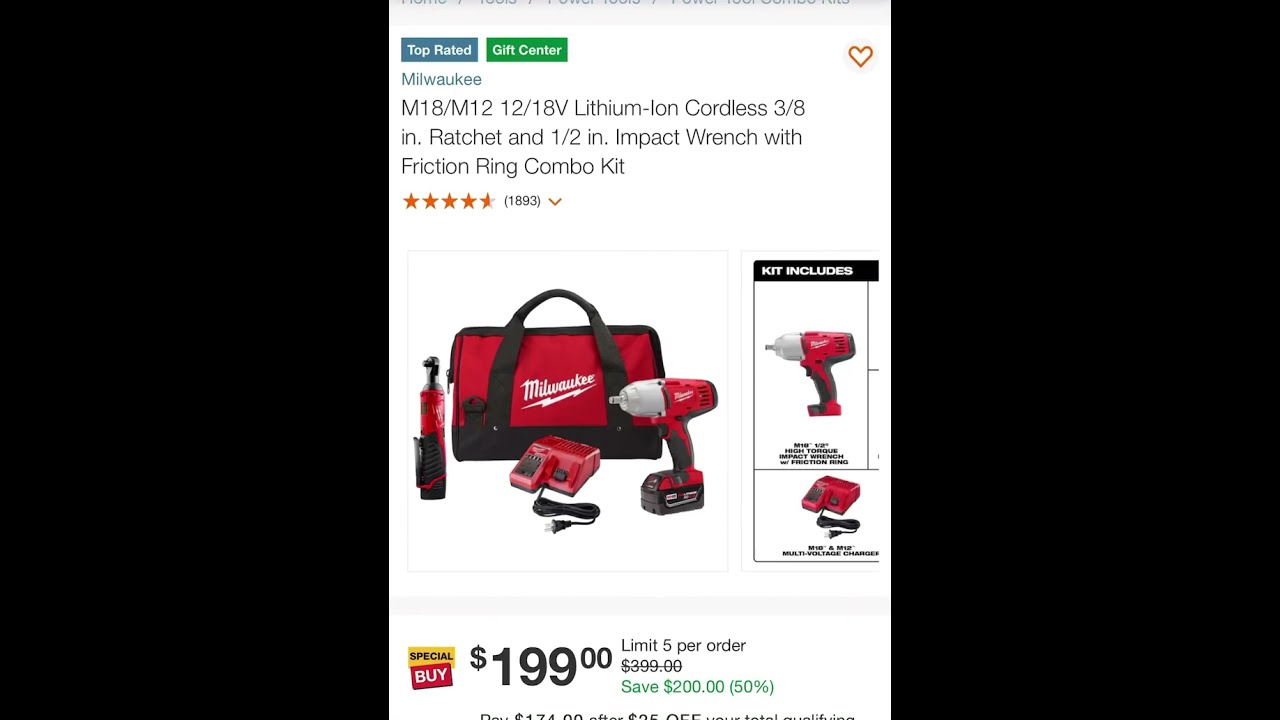 50 Off Milwaukee M18 M12 12 18 Volt Lithium Ion Cordless 3 8 In Ratchet And 1 2 Impact Wrench