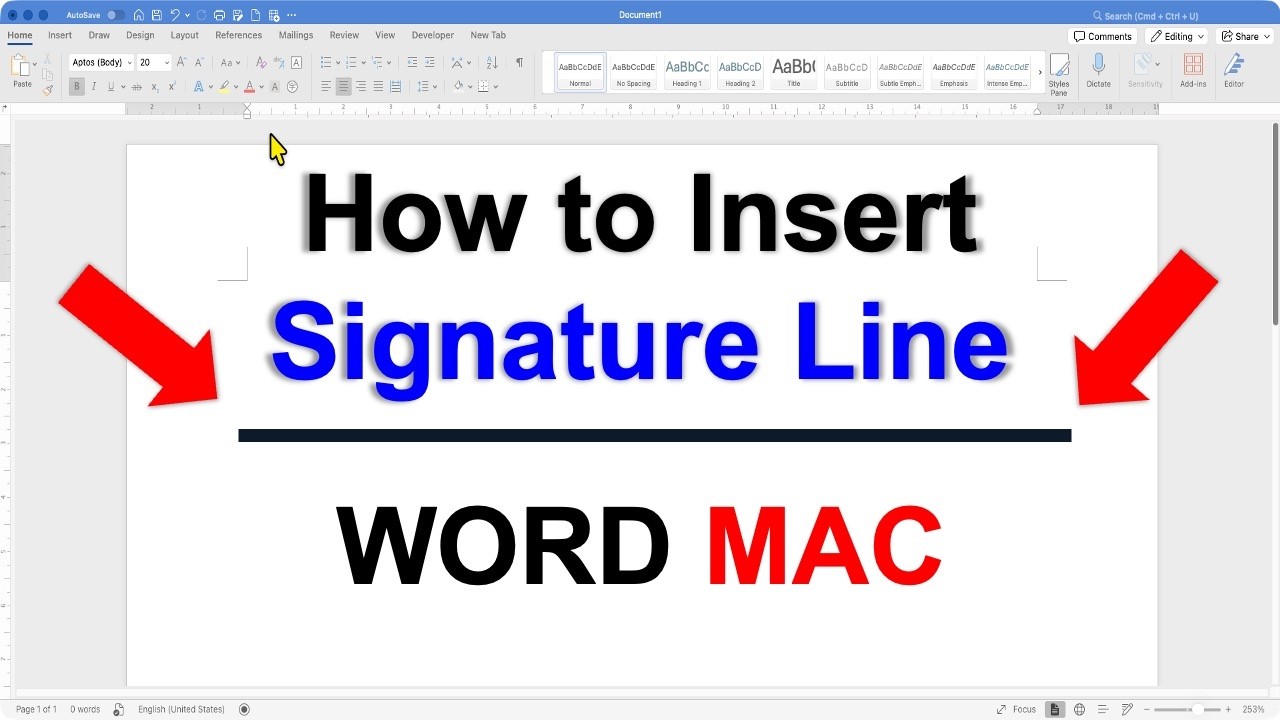 How To Insert Signature Line in Word [MAC] - YouTube