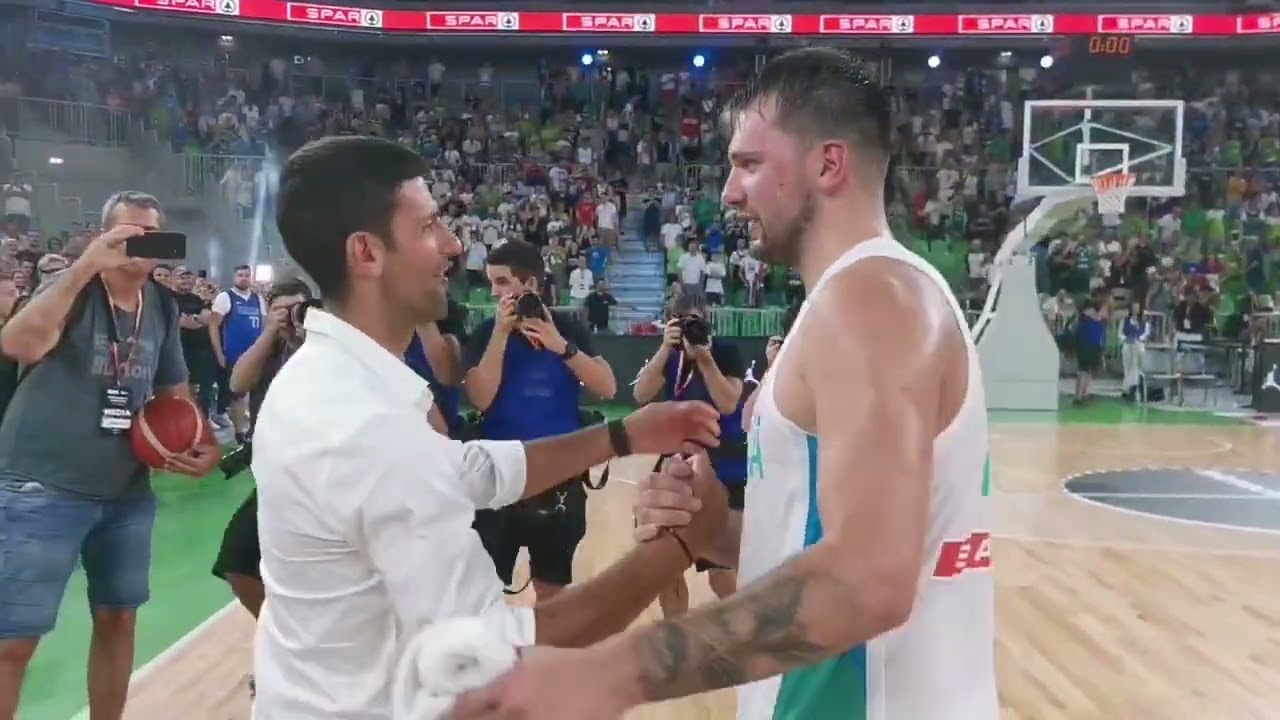 Luka Doncic and Novak Djokovic chop it up after the match (via @kzs_si/Twitter) – ESPN