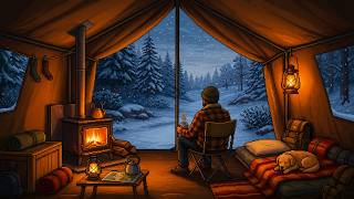 Snowy Winter Camp | Cozy Pixel Fireplace Ambience to Relax, Sleep & Escape