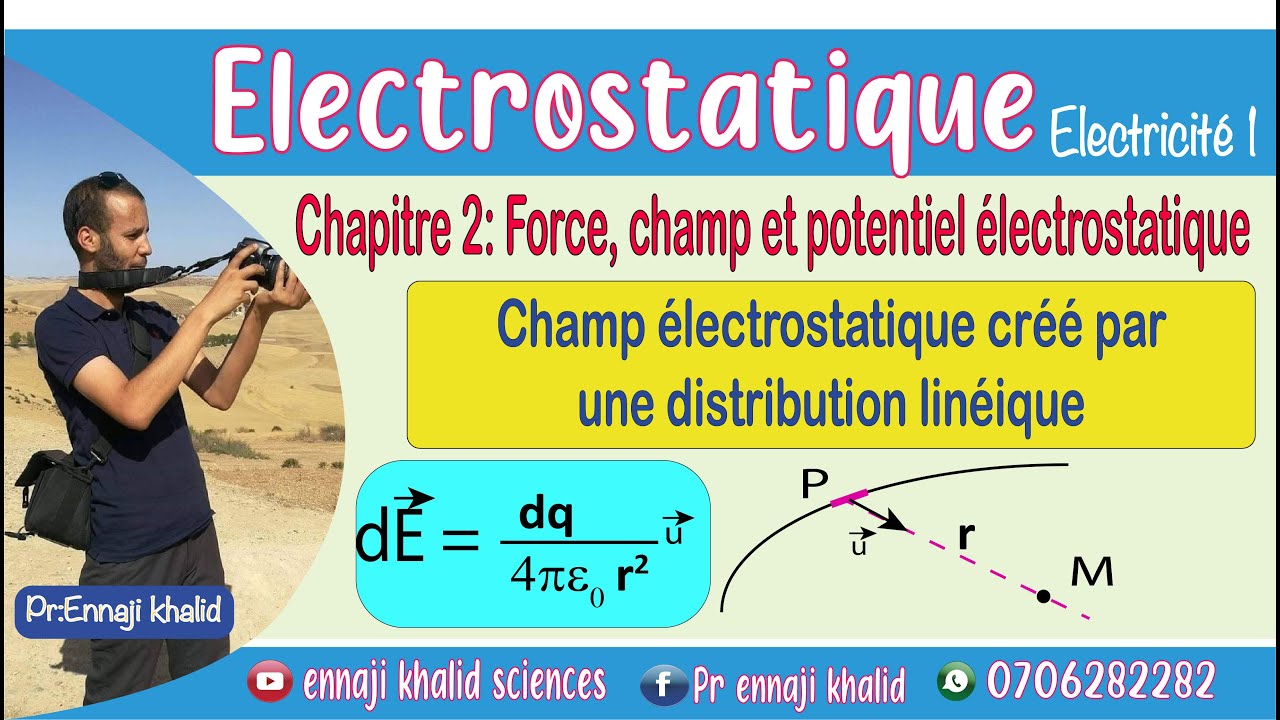 Champ et potentiel électrostatique cas de distribution linéique