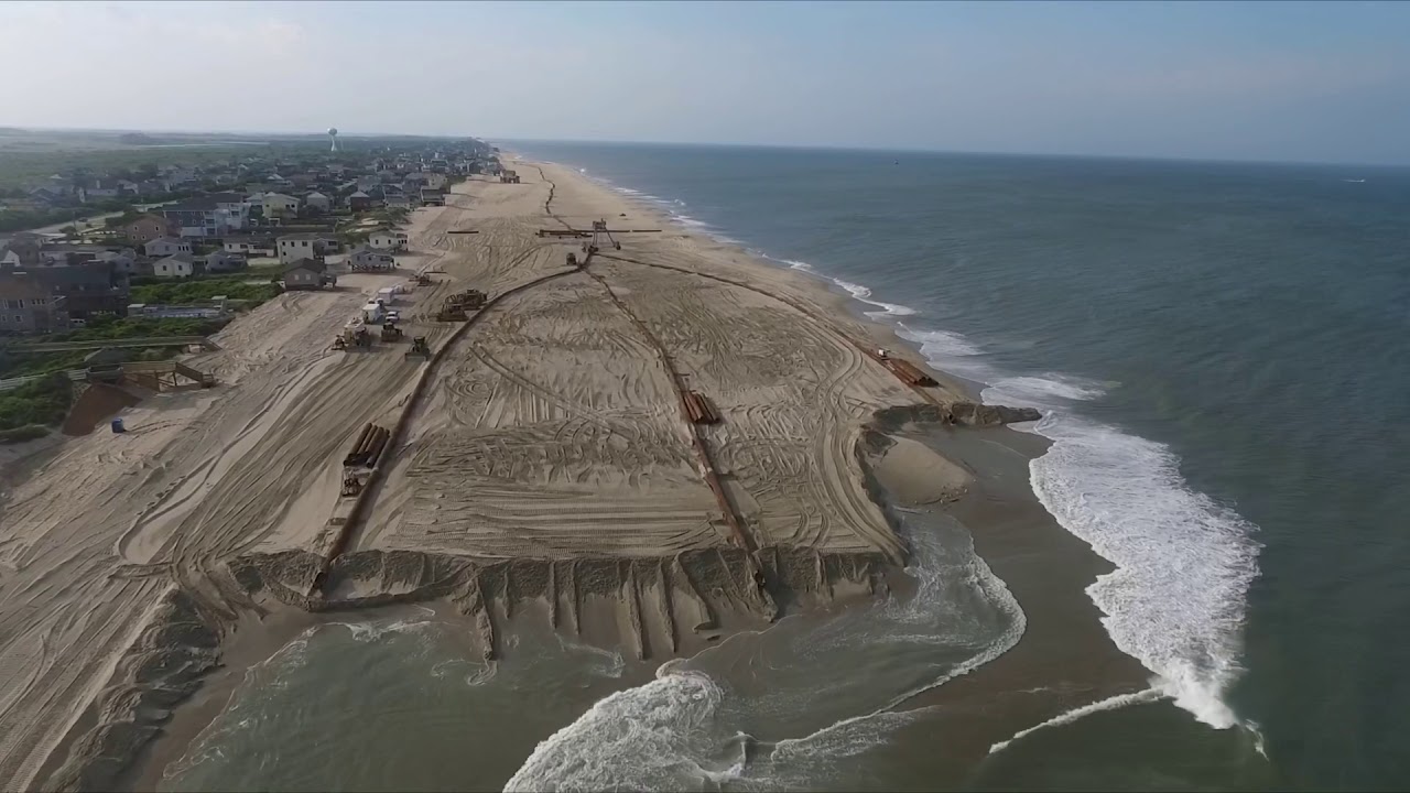 5-17-19 Nags Head Beach Nourishment project current status - YouTube